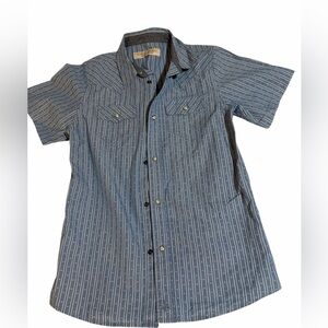 Cody James Blue Striped Kids Western Button Down Shirt